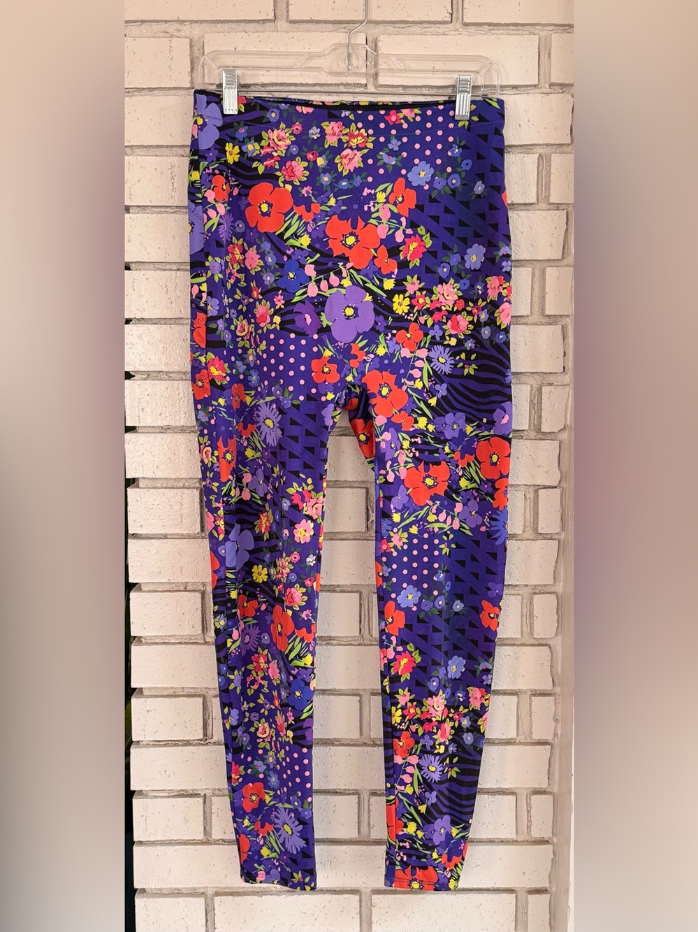 YITTY High Waisted Floral Leggings Purple Mixed Print Stretch Activewear